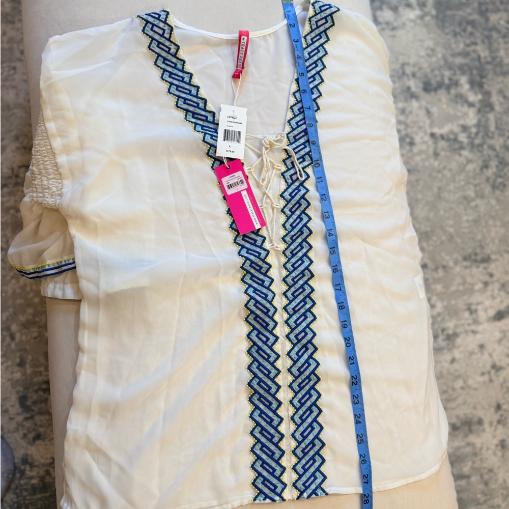 NWT Tracy Reese Greek trim beaded peasant top - Picture 7 of 12